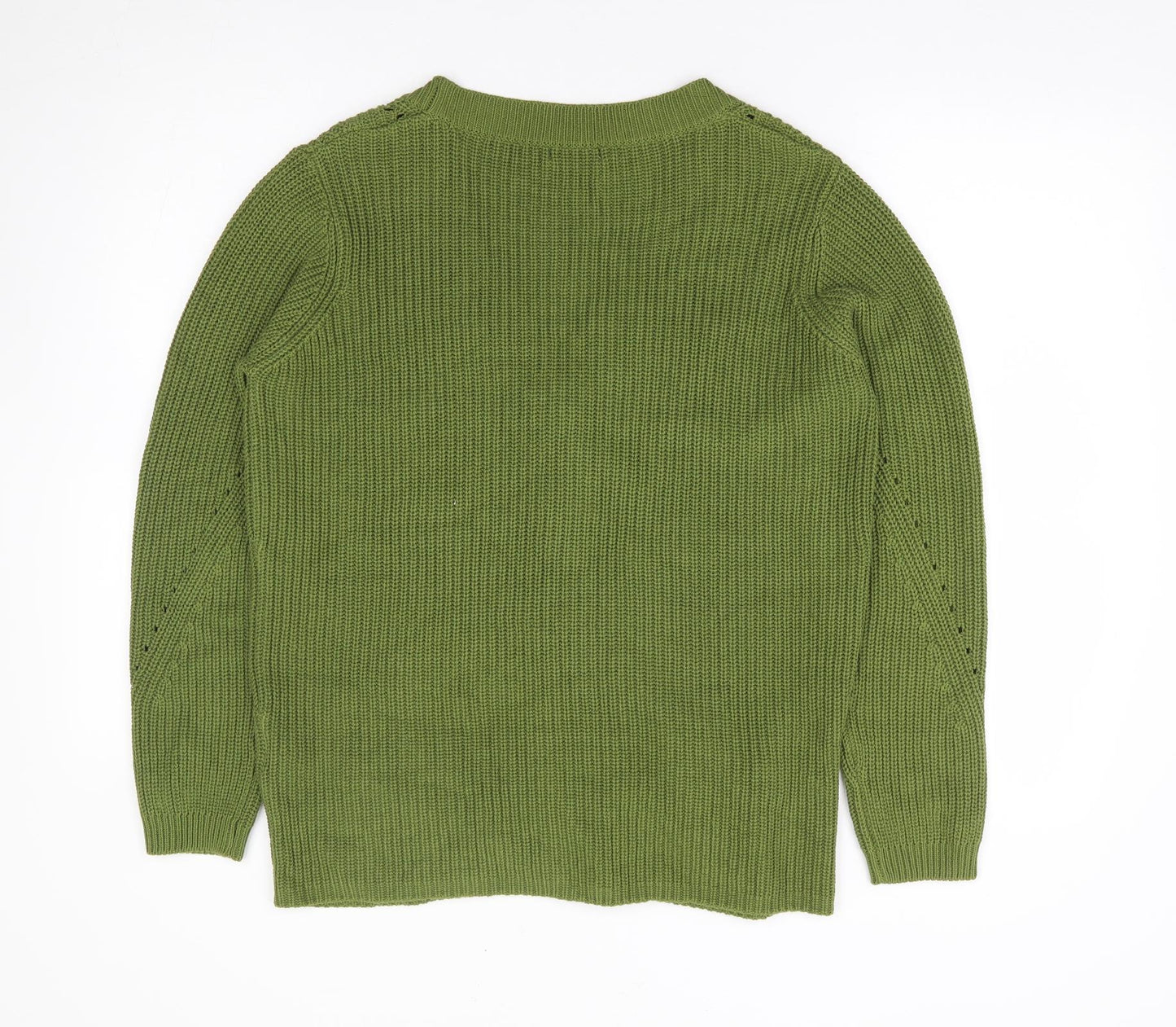 Damart Womens Green V-Neck Cotton Cardigan Jumper Size 14