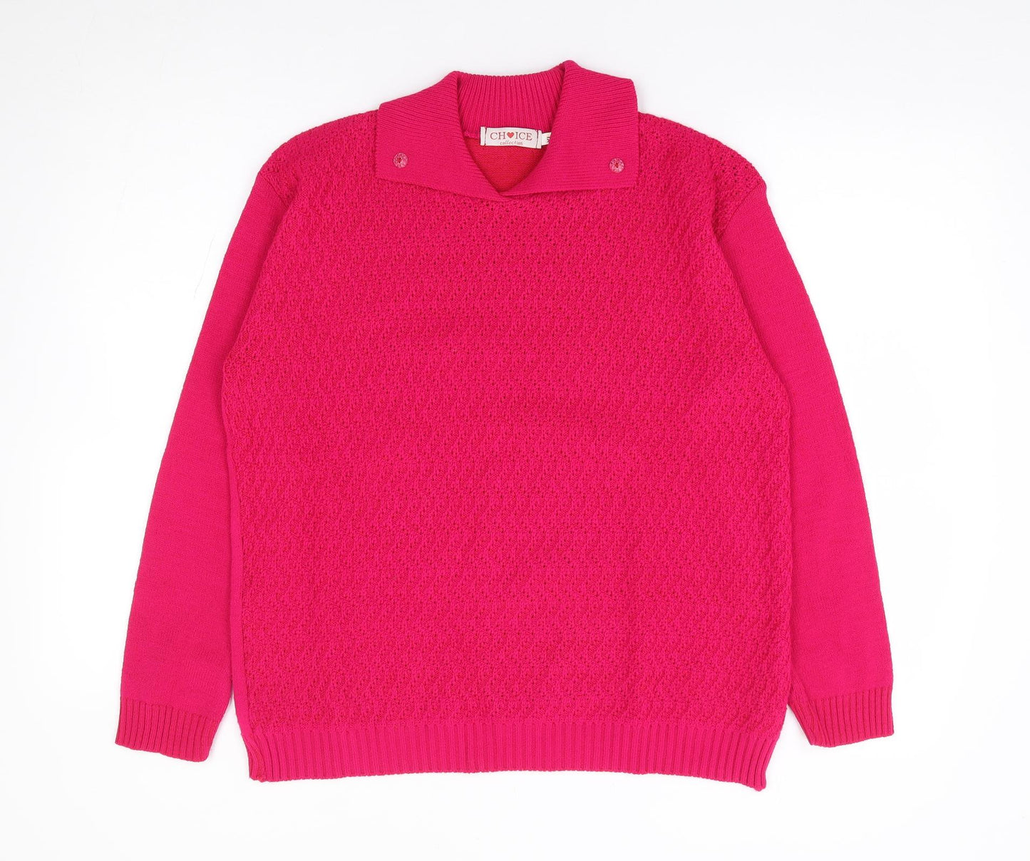 Choice Collection Womens Pink Collared Acrylic Pullover Jumper Size XL