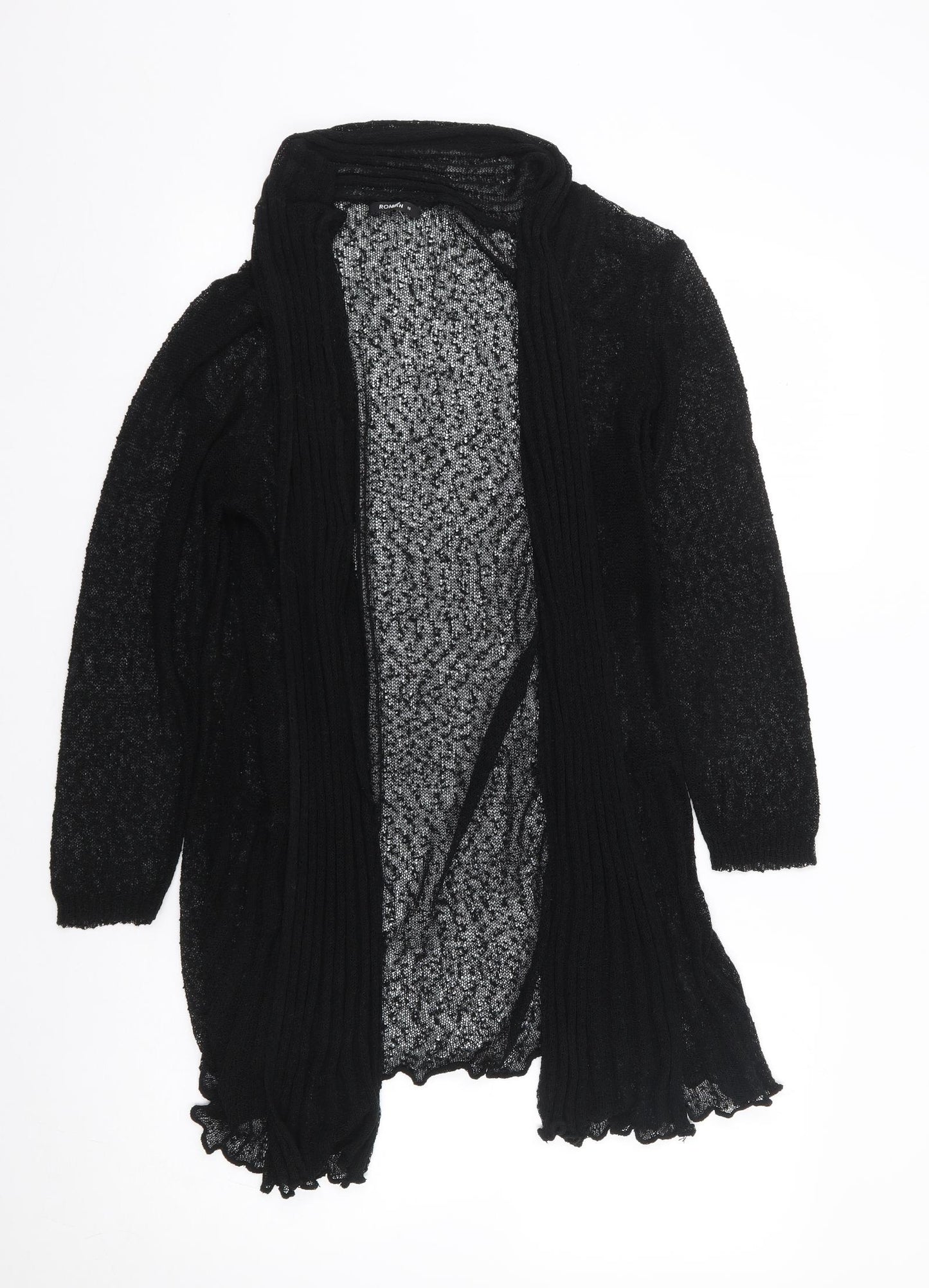 Roman Womens Black V-Neck Polyamide Cardigan Jumper Size 16