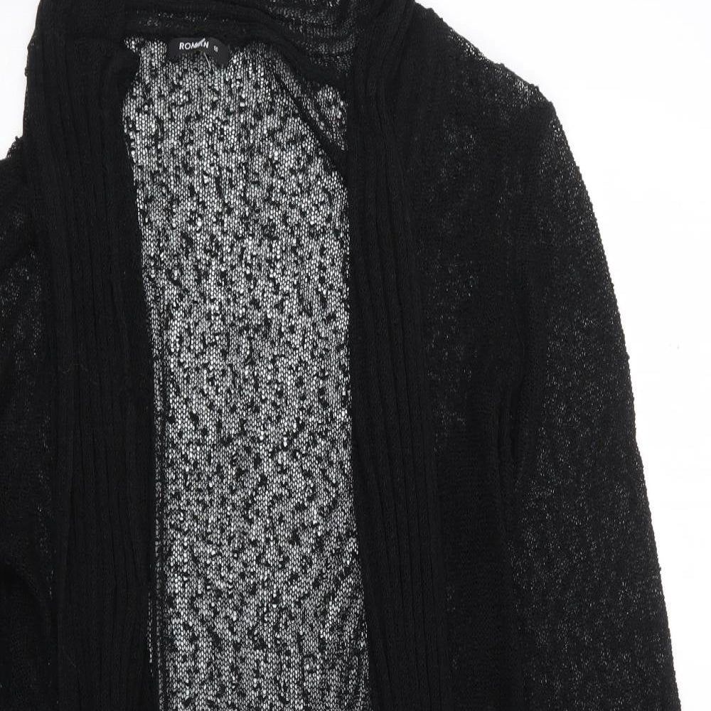 Roman Womens Black V-Neck Polyamide Cardigan Jumper Size 16