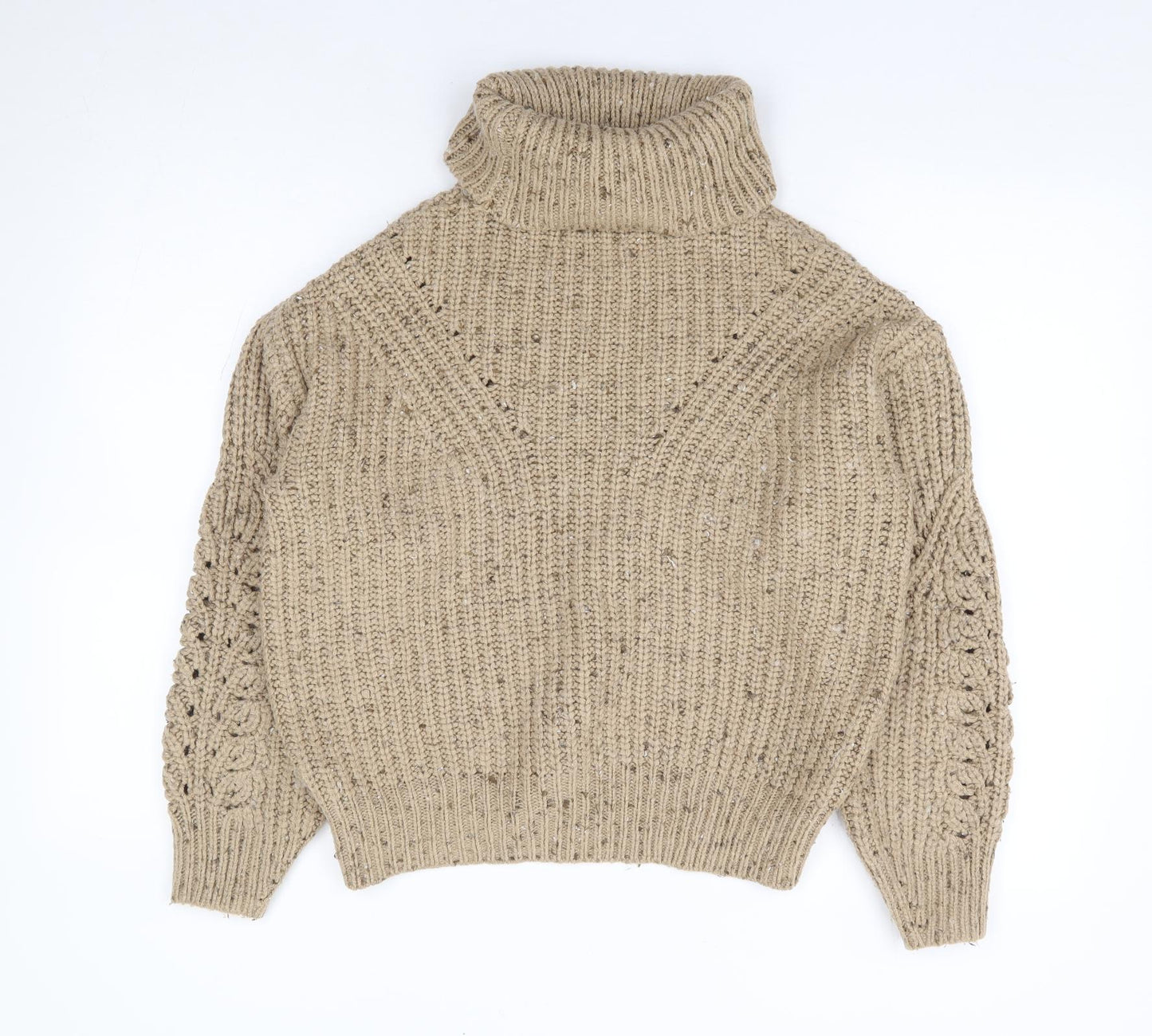 Marks and Spencer Womens Beige Roll Neck Acrylic Pullover Jumper Size M