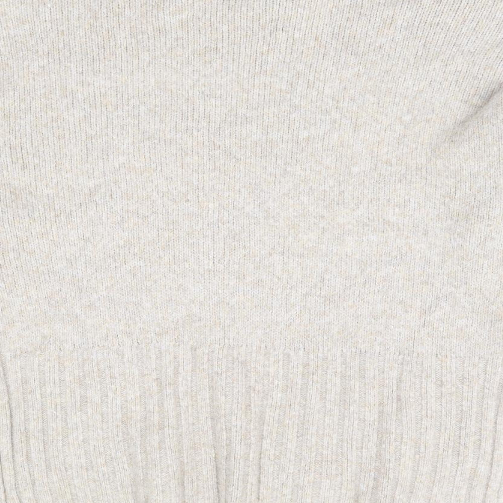 New Look Womens Beige Mock Neck Acrylic Pullover Jumper Size M