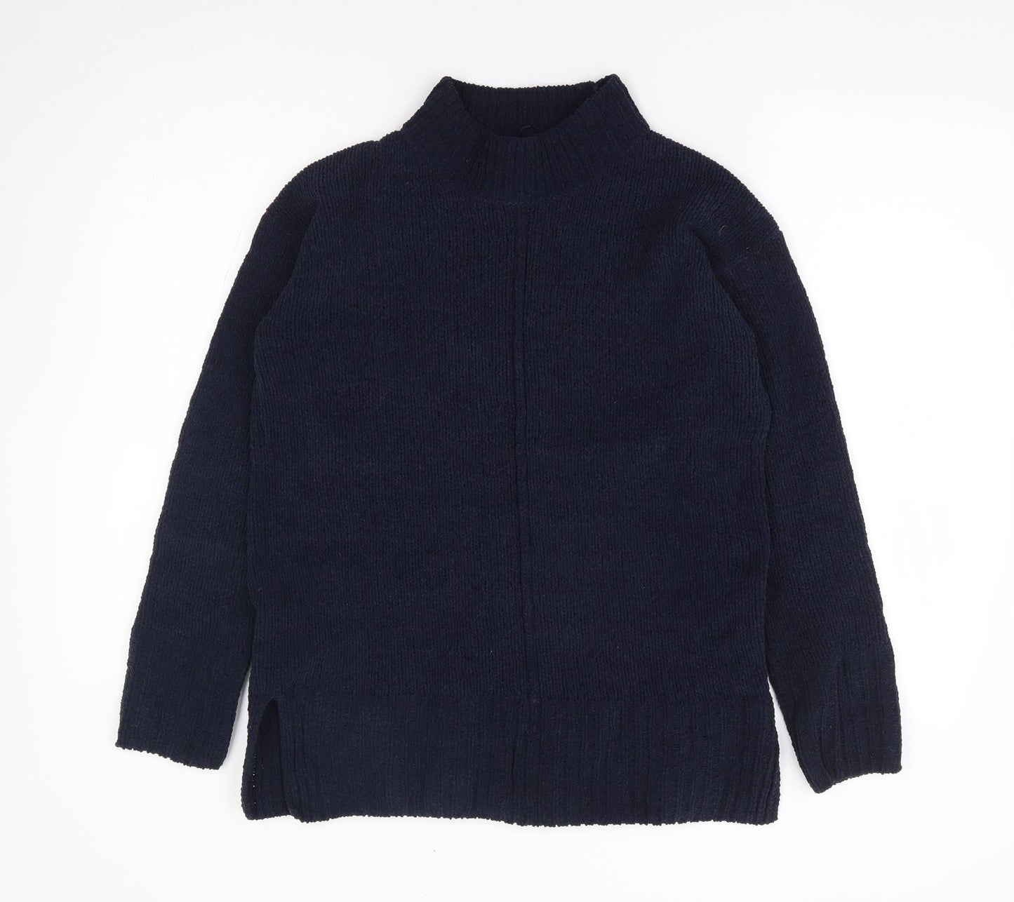Marks and Spencer Womens Blue Mock Neck Polyester Pullover Jumper Size S