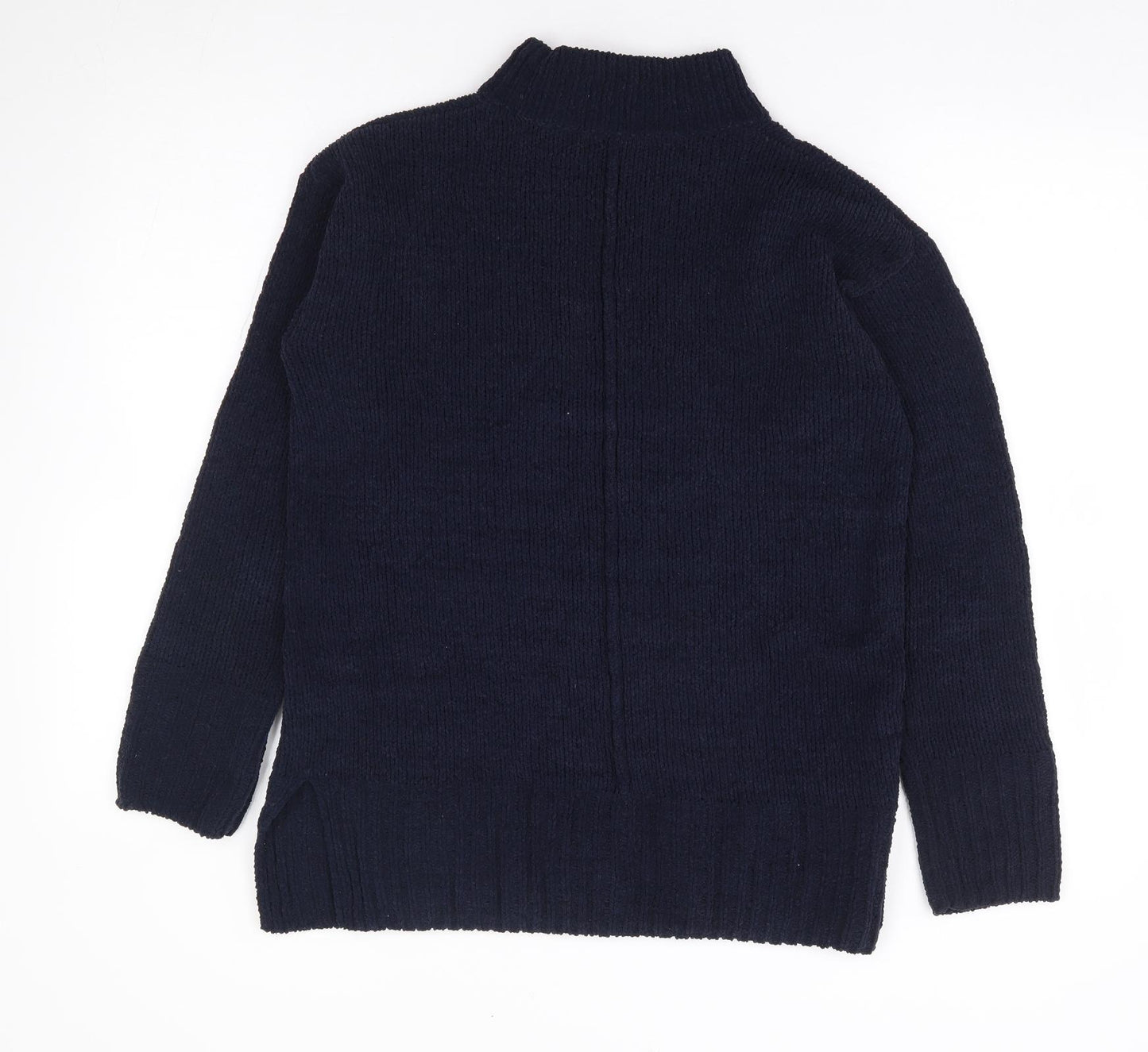 Marks and Spencer Womens Blue Mock Neck Polyester Pullover Jumper Size S