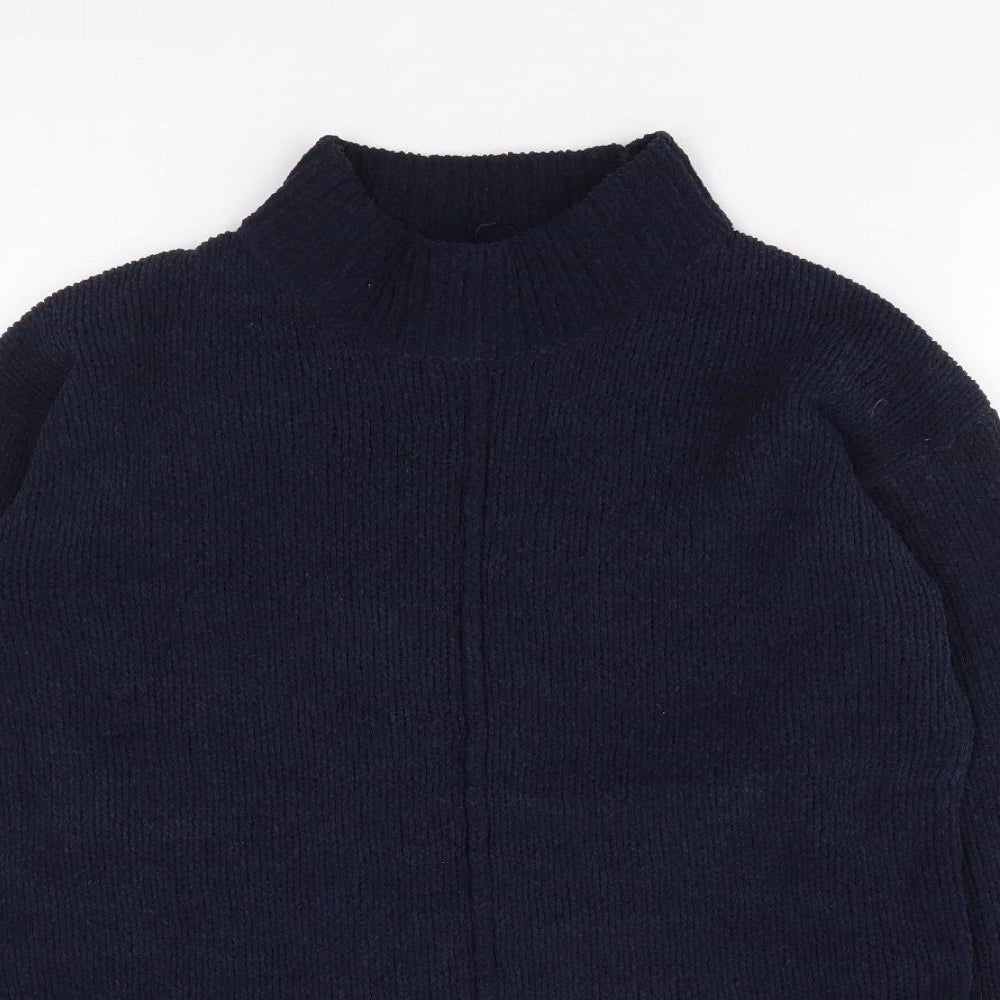 Marks and Spencer Womens Blue Mock Neck Polyester Pullover Jumper Size S