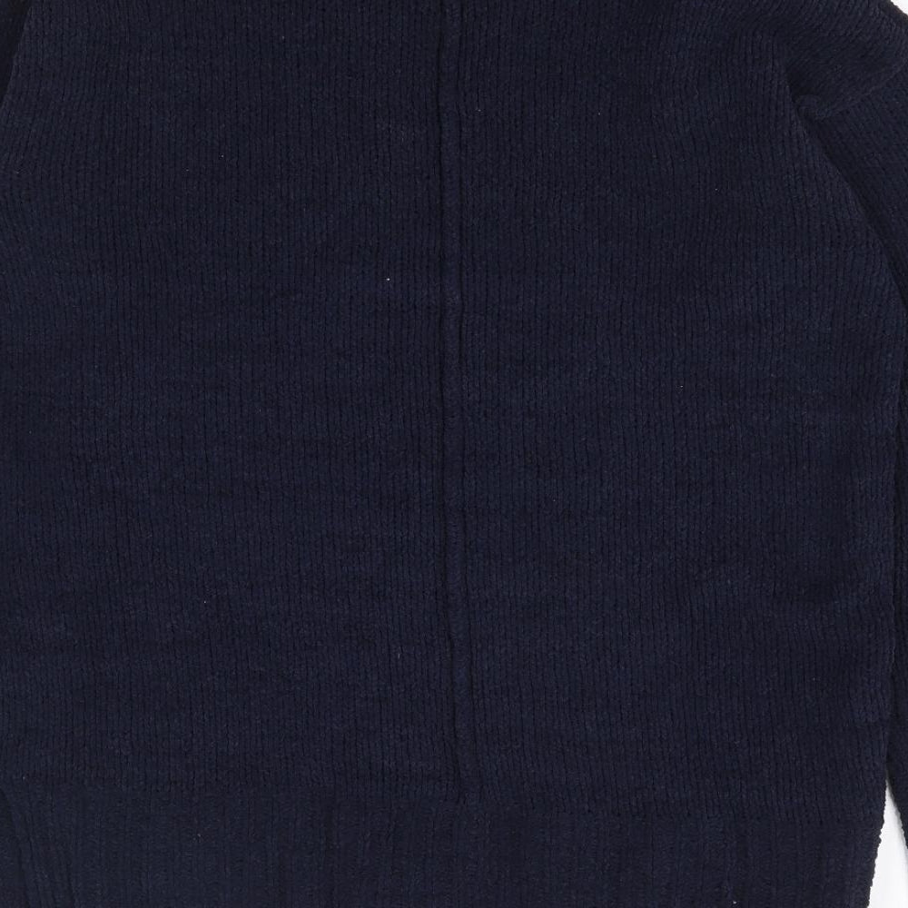Marks and Spencer Womens Blue Mock Neck Polyester Pullover Jumper Size S