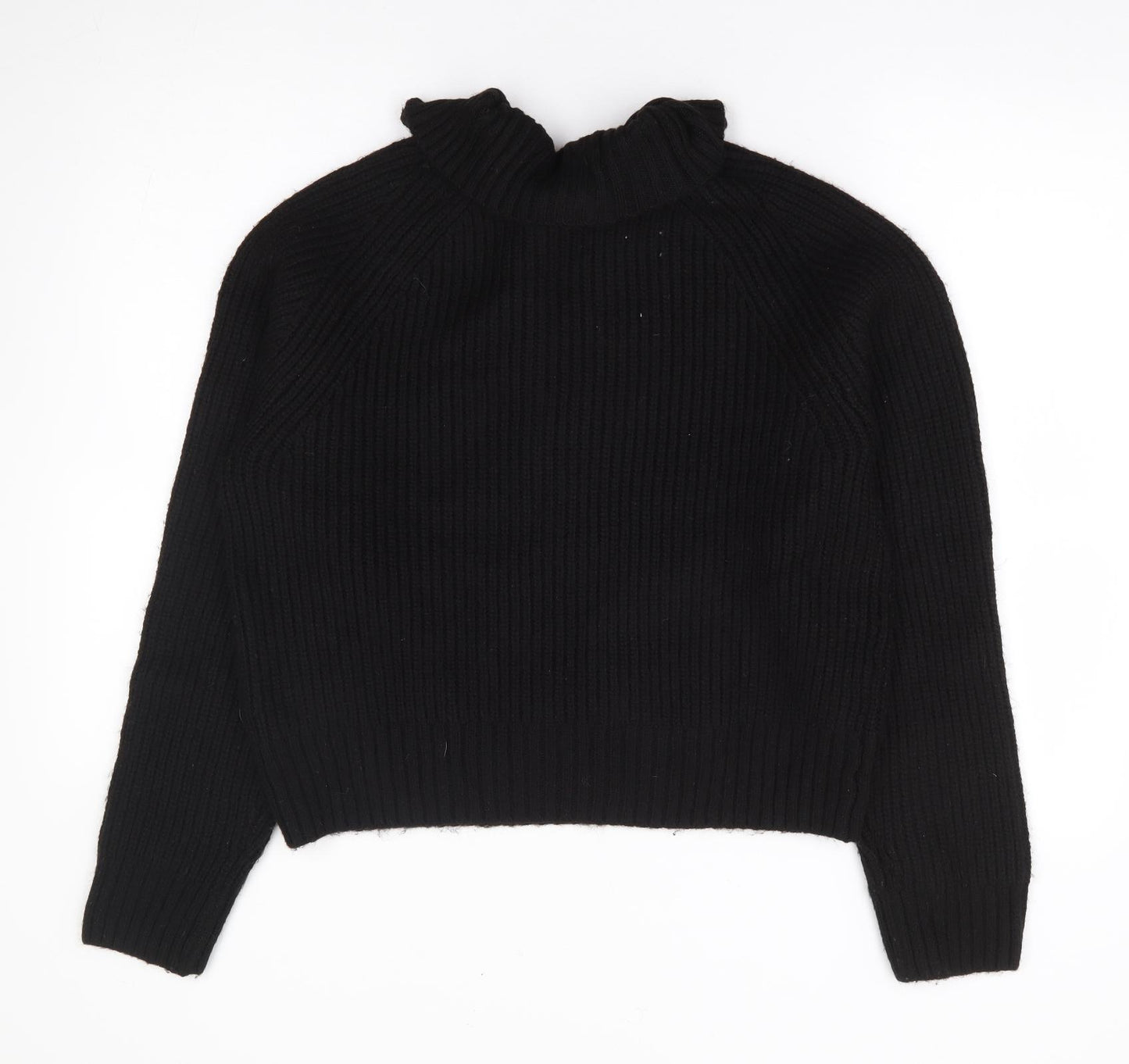 H&M Womens Black V-Neck Polyester Pullover Jumper Size M