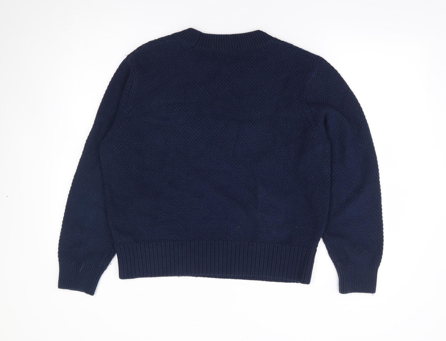 Marks and Spencer Womens Blue Crew Neck Cotton Pullover Jumper Size 16