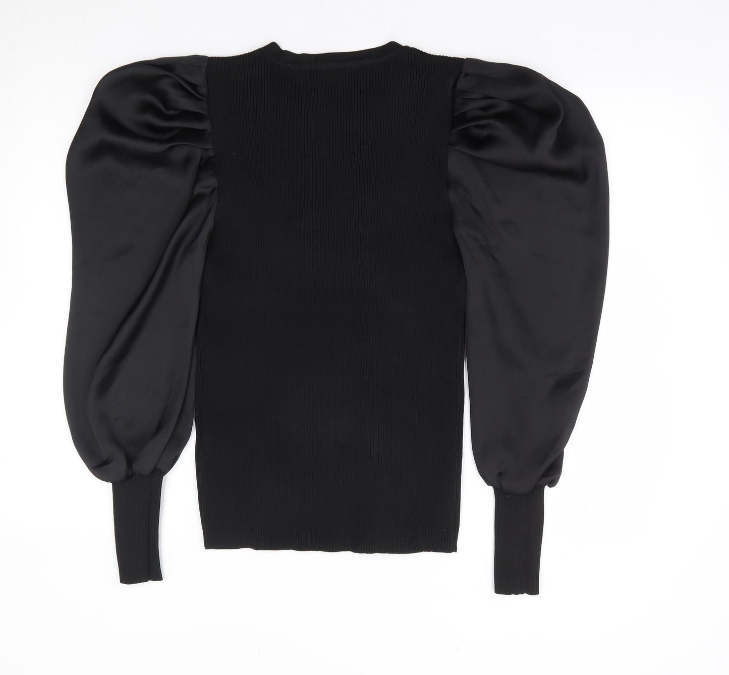 Quiz Womens Black Crew Neck Polyester Pullover Jumper Size M