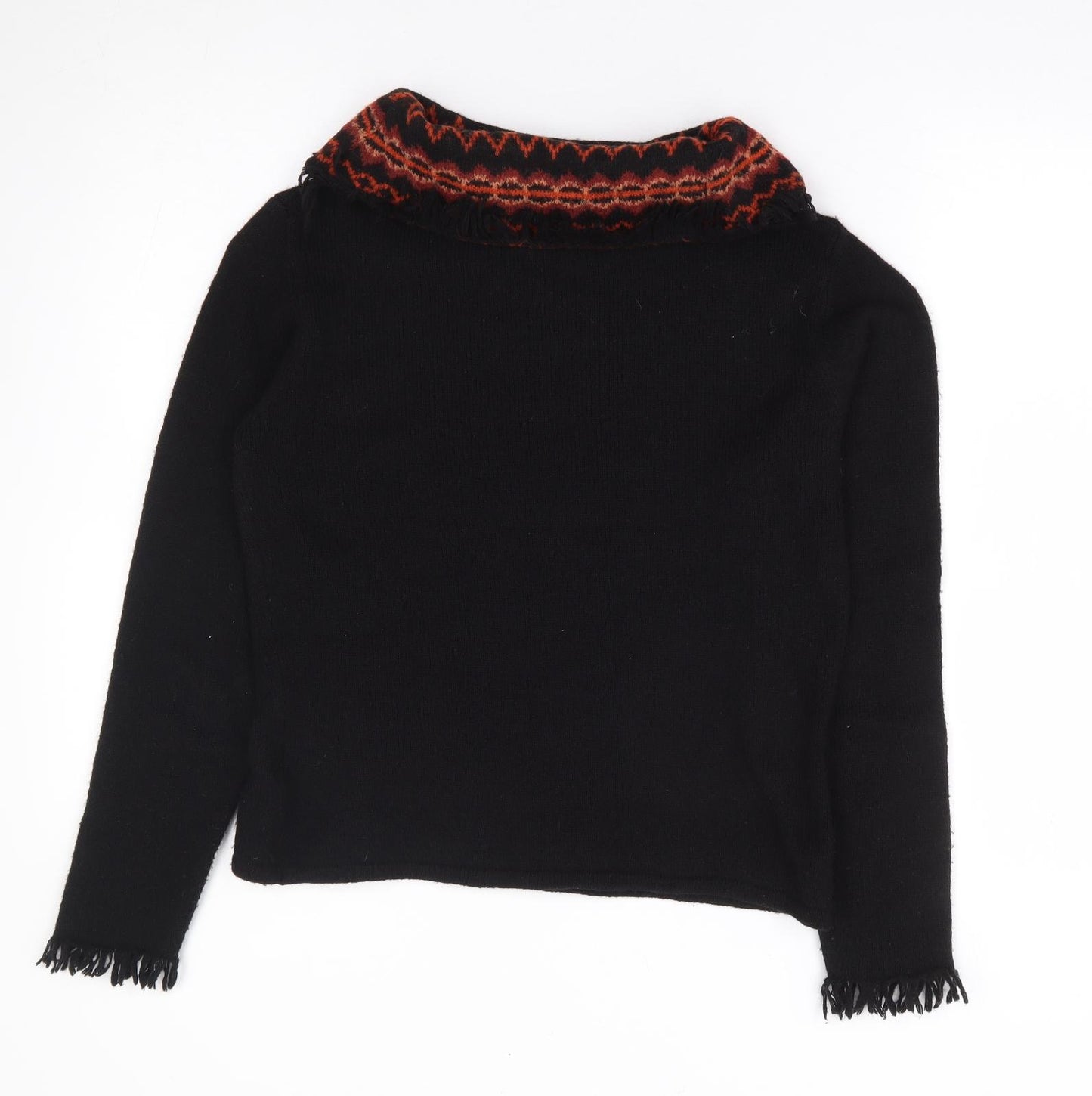 C & C Collection Womens Black Roll Neck Geometric Acrylic Pullover Jumper Size M