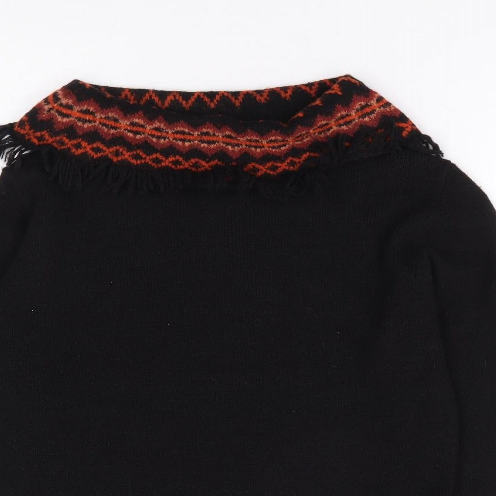 C & C Collection Womens Black Roll Neck Geometric Acrylic Pullover Jumper Size M