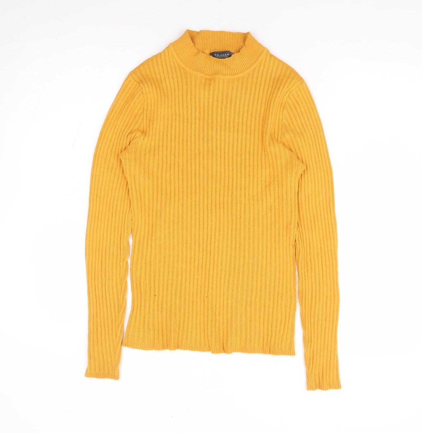 Primark Womens Yellow Mock Neck Viscose Pullover Jumper Size XL