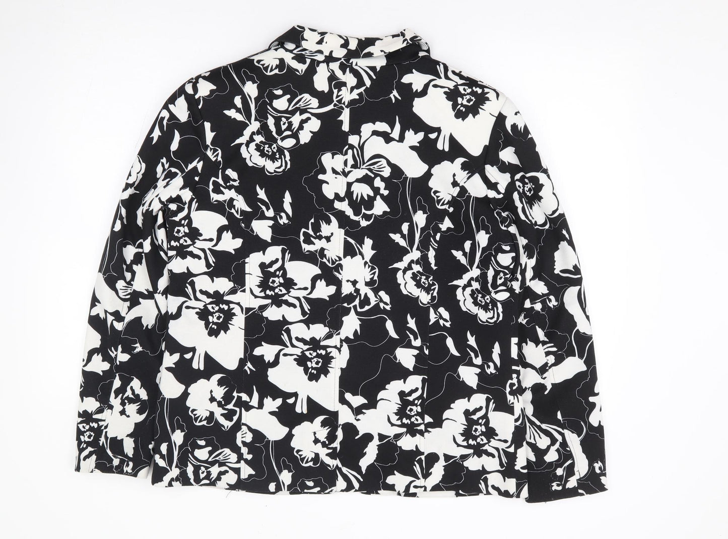 Damart Womens Black Floral Polyester Jacket Suit Jacket Size 16