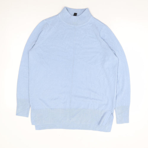 M&Co Womens Blue High Neck Acrylic Pullover Jumper Size 10