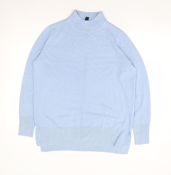 M&Co Womens Blue High Neck Acrylic Pullover Jumper Size 10