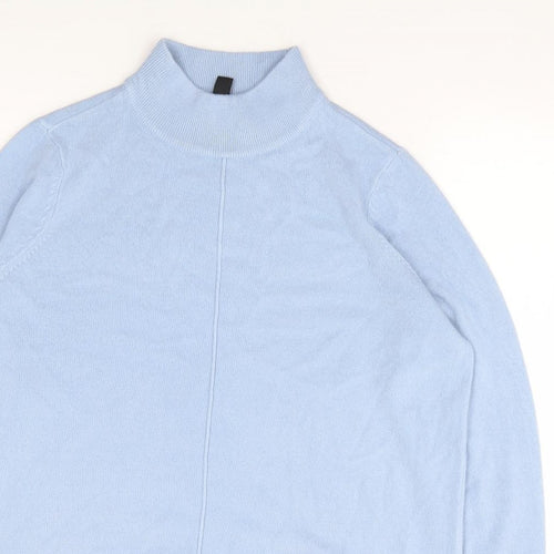 M&Co Womens Blue High Neck Acrylic Pullover Jumper Size 10
