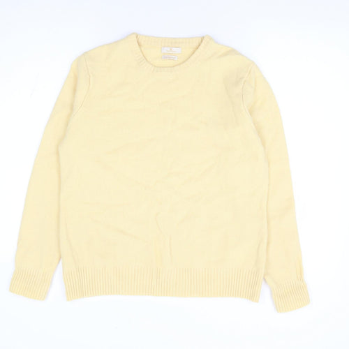 Munrospun Womens Yellow Round Neck Wool Pullover Jumper Size L