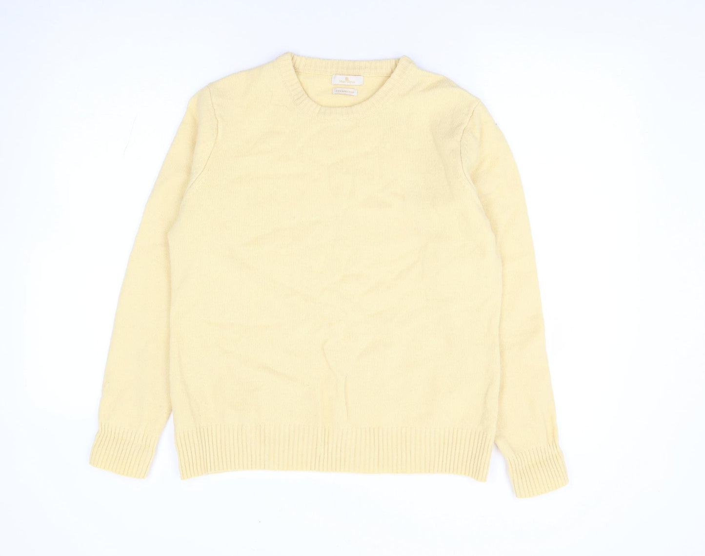 Munrospun Womens Yellow Round Neck Wool Pullover Jumper Size L