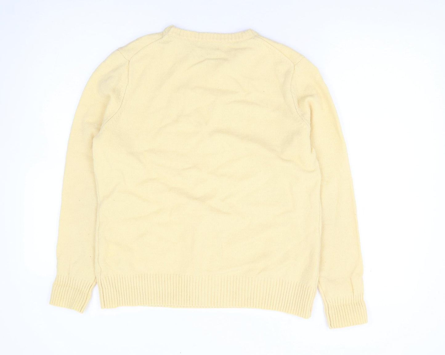 Munrospun Womens Yellow Round Neck Wool Pullover Jumper Size L