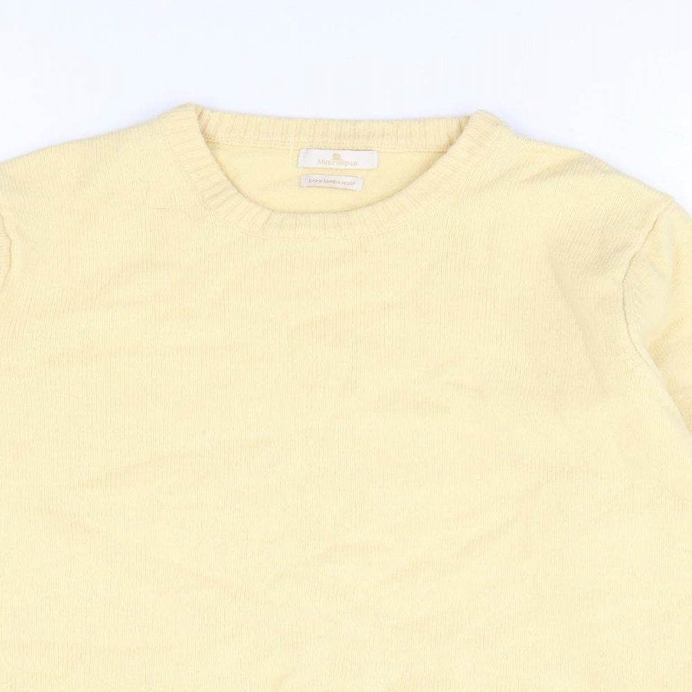 Munrospun Womens Yellow Round Neck Wool Pullover Jumper Size L