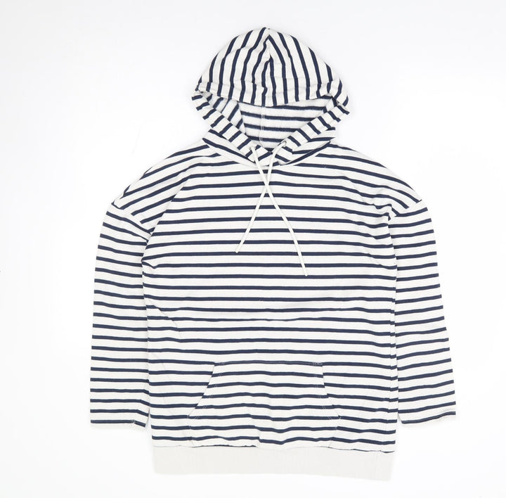 Papaya Womens Ivory Striped Cotton Pullover Hoodie Size S Pullover