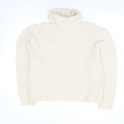 Topshop Womens Beige Roll Neck Polyester Pullover Jumper Size M