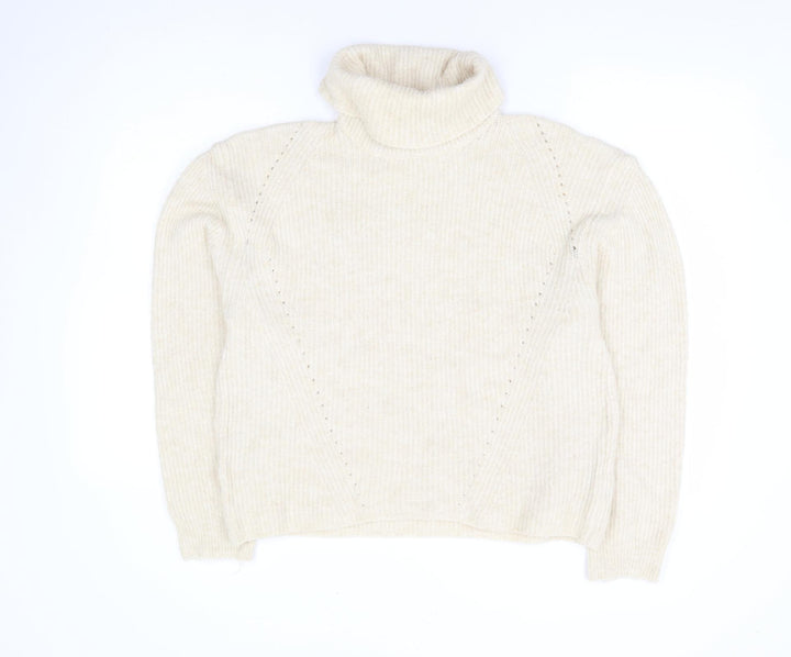 Topshop Womens Beige Roll Neck Polyester Pullover Jumper Size M