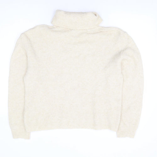 Topshop Womens Beige Roll Neck Polyester Pullover Jumper Size M