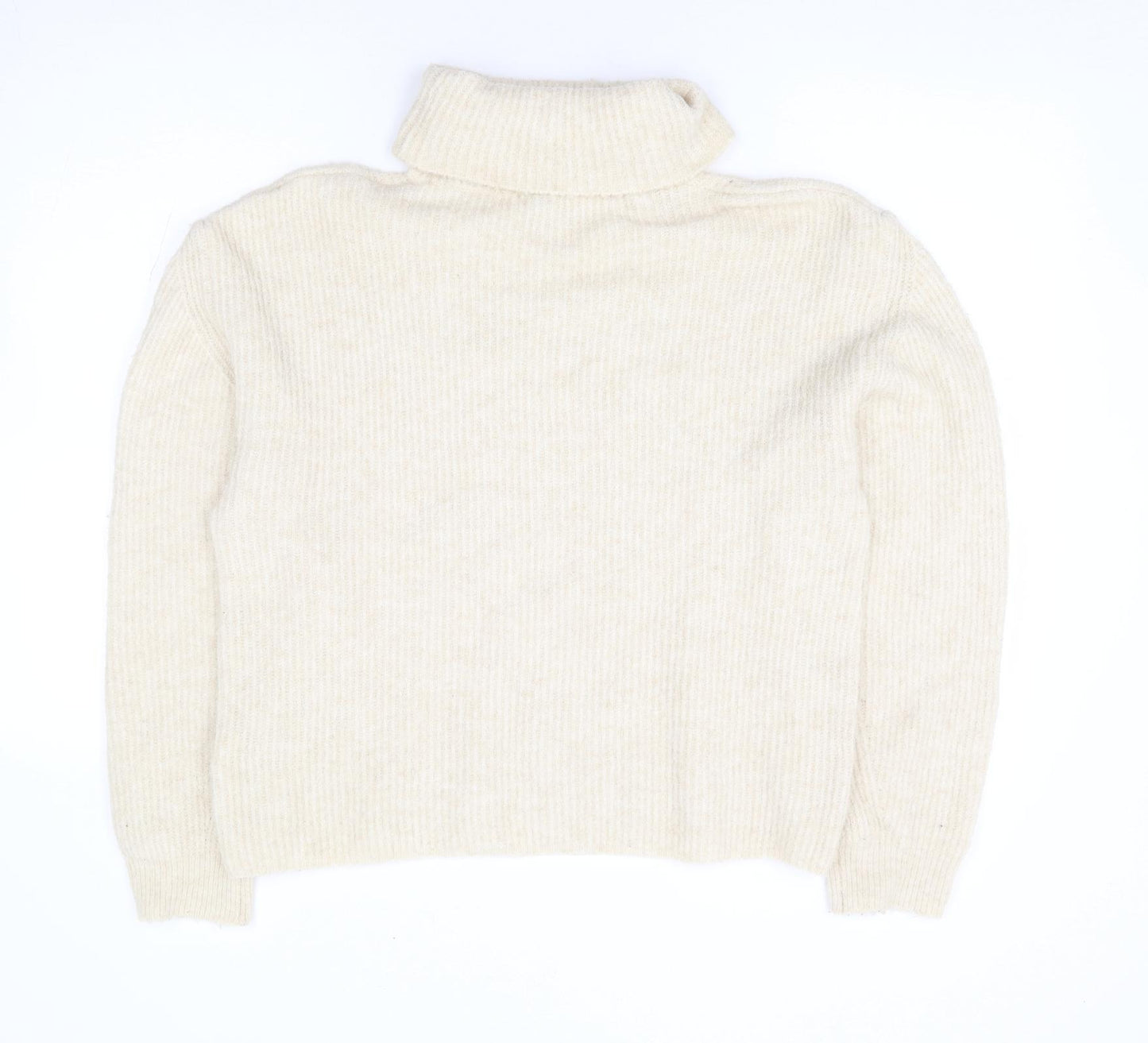 Topshop Womens Beige Roll Neck Polyester Pullover Jumper Size M