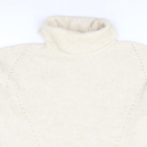 Topshop Womens Beige Roll Neck Polyester Pullover Jumper Size M