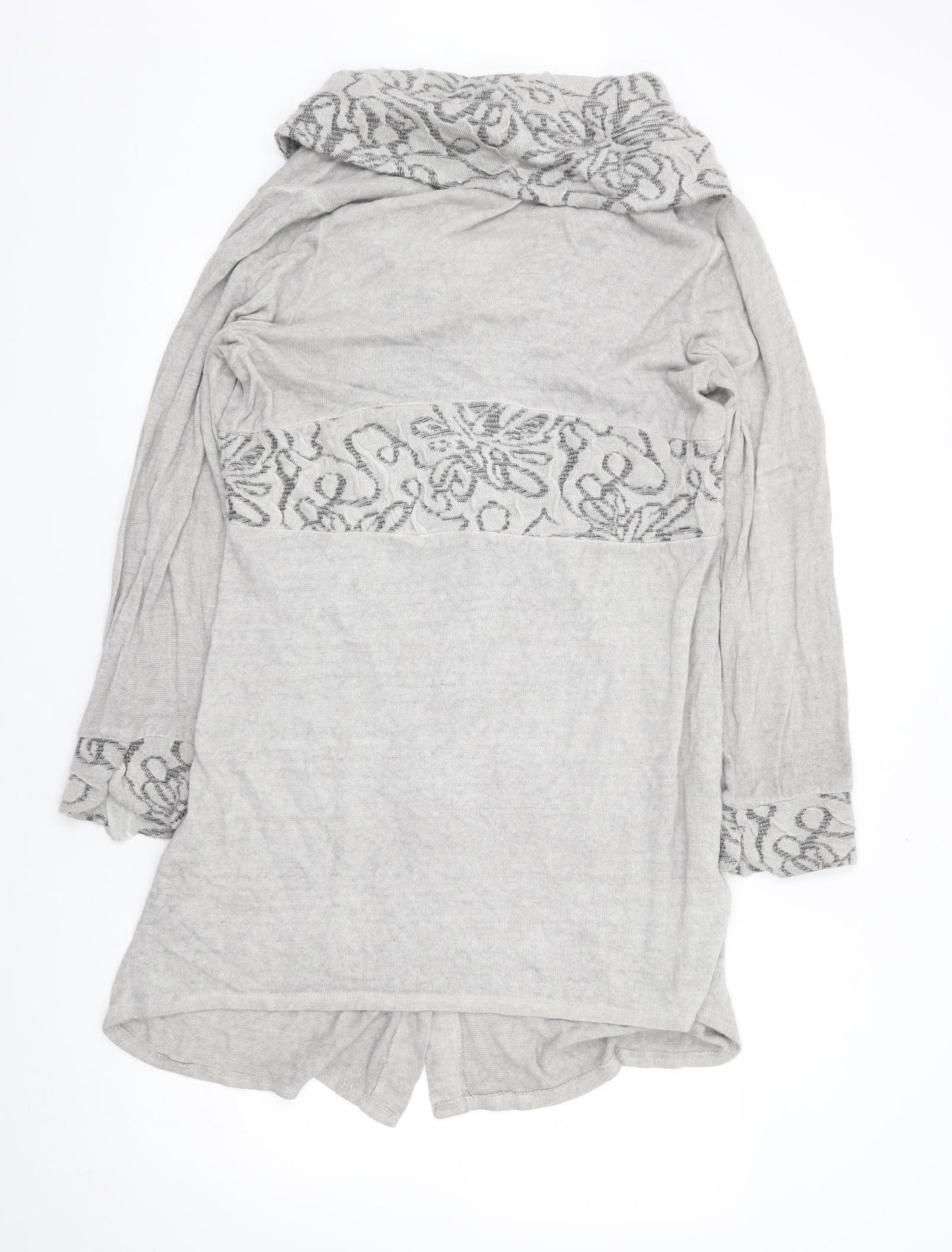 Ella Moda Womens Grey V-Neck Geometric Acrylic Cardigan Jumper Size L