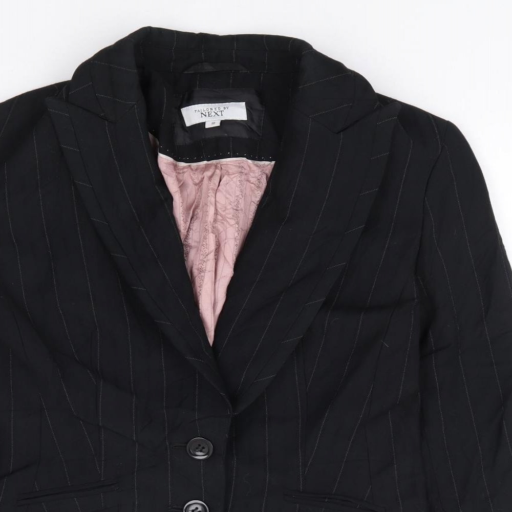 NEXT Womens Black Striped Polyester Jacket Suit Jacket Size 10