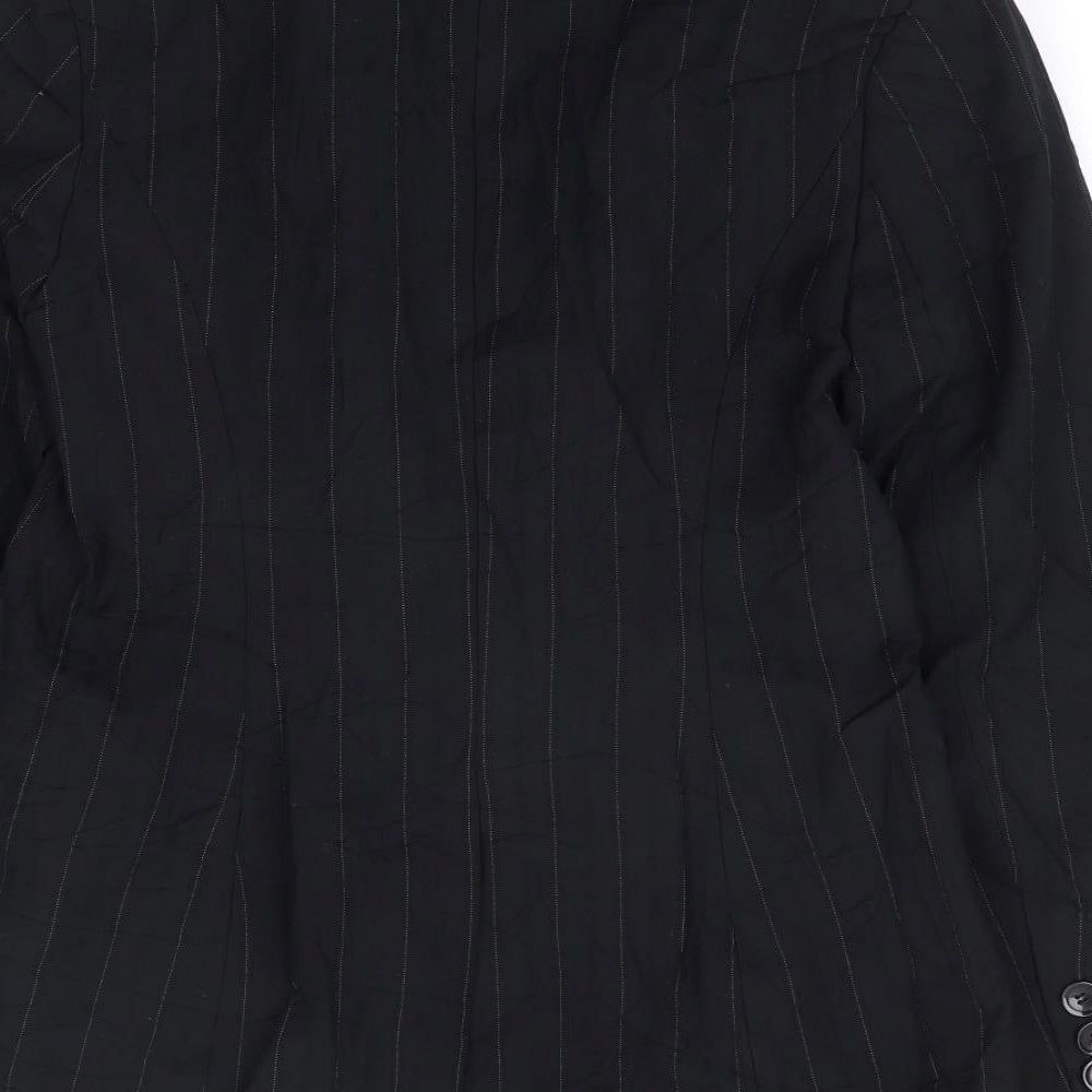 NEXT Womens Black Striped Polyester Jacket Suit Jacket Size 10