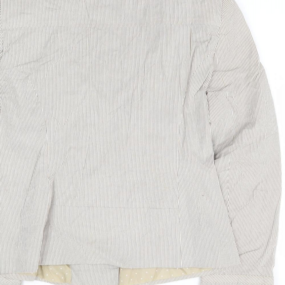 Papaya Womens Beige Striped Cotton Jacket Suit Jacket Size 14