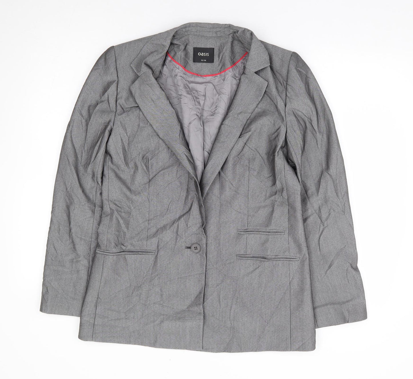 Oasis Womens Grey Polyester Jacket Suit Jacket Size 12