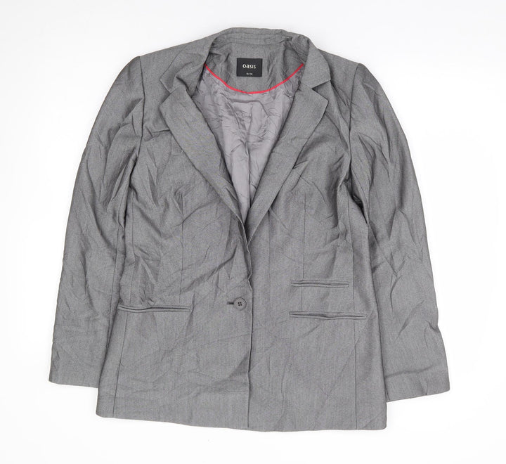 Oasis Womens Grey Polyester Jacket Suit Jacket Size 12