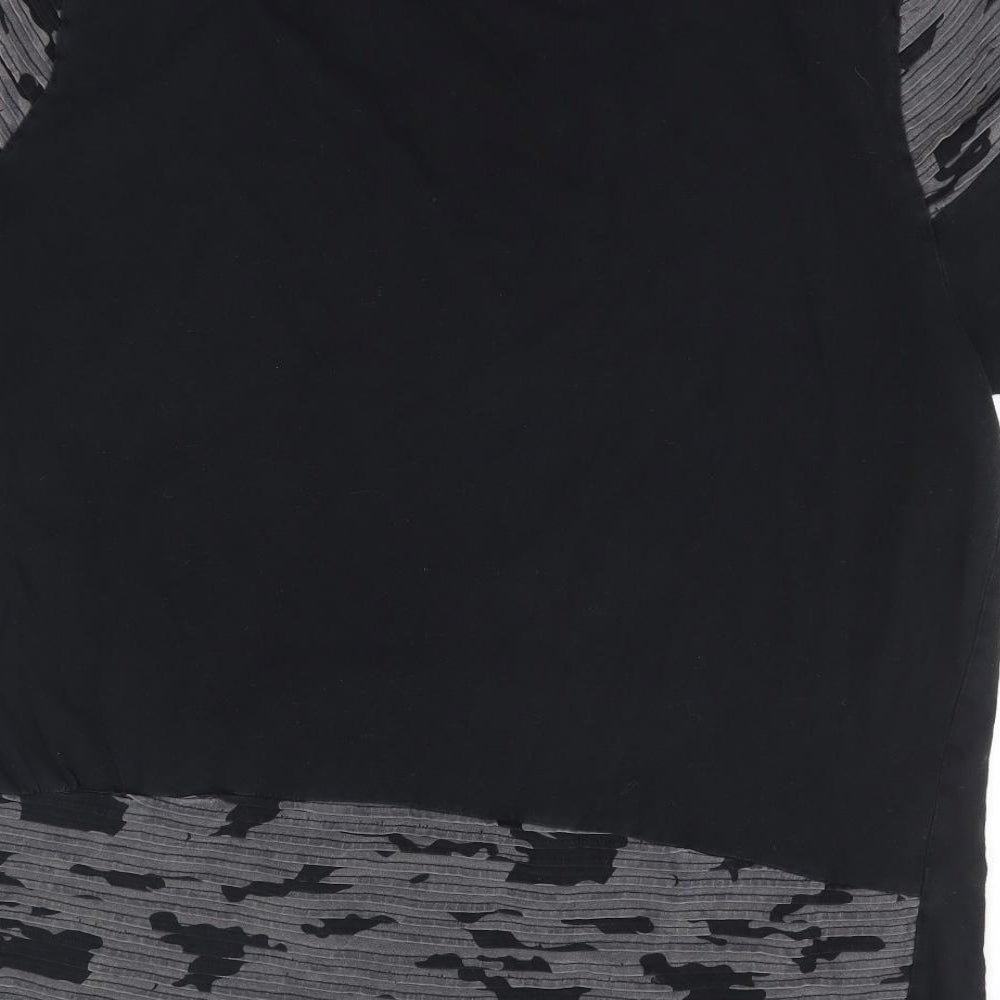 Pep & Co Mens Black Geometric Polyester T-Shirt Size 2XL Crew Neck