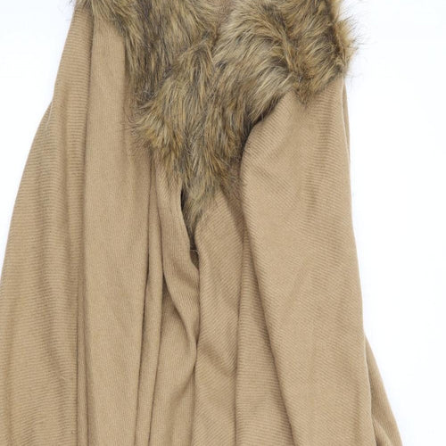 Preworn Womens Brown V-Neck Acrylic Cape Jumper One Size