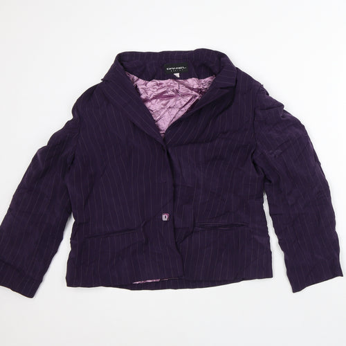 Daniel Design Womens Purple Striped Jacket Blazer Size 14