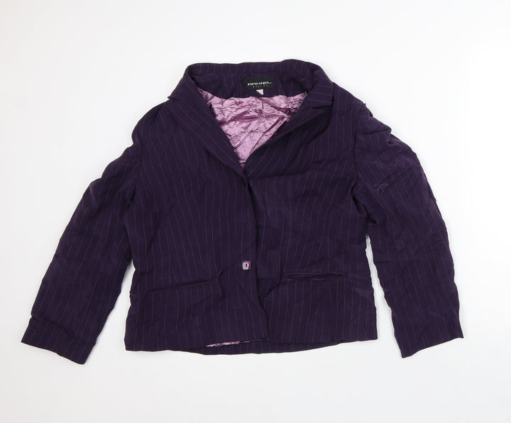 Daniel Design Womens Purple Striped Jacket Blazer Size 14