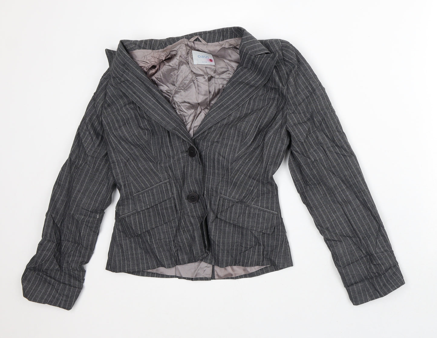 Oasis Womens Grey Striped Jacket Blazer Size 8