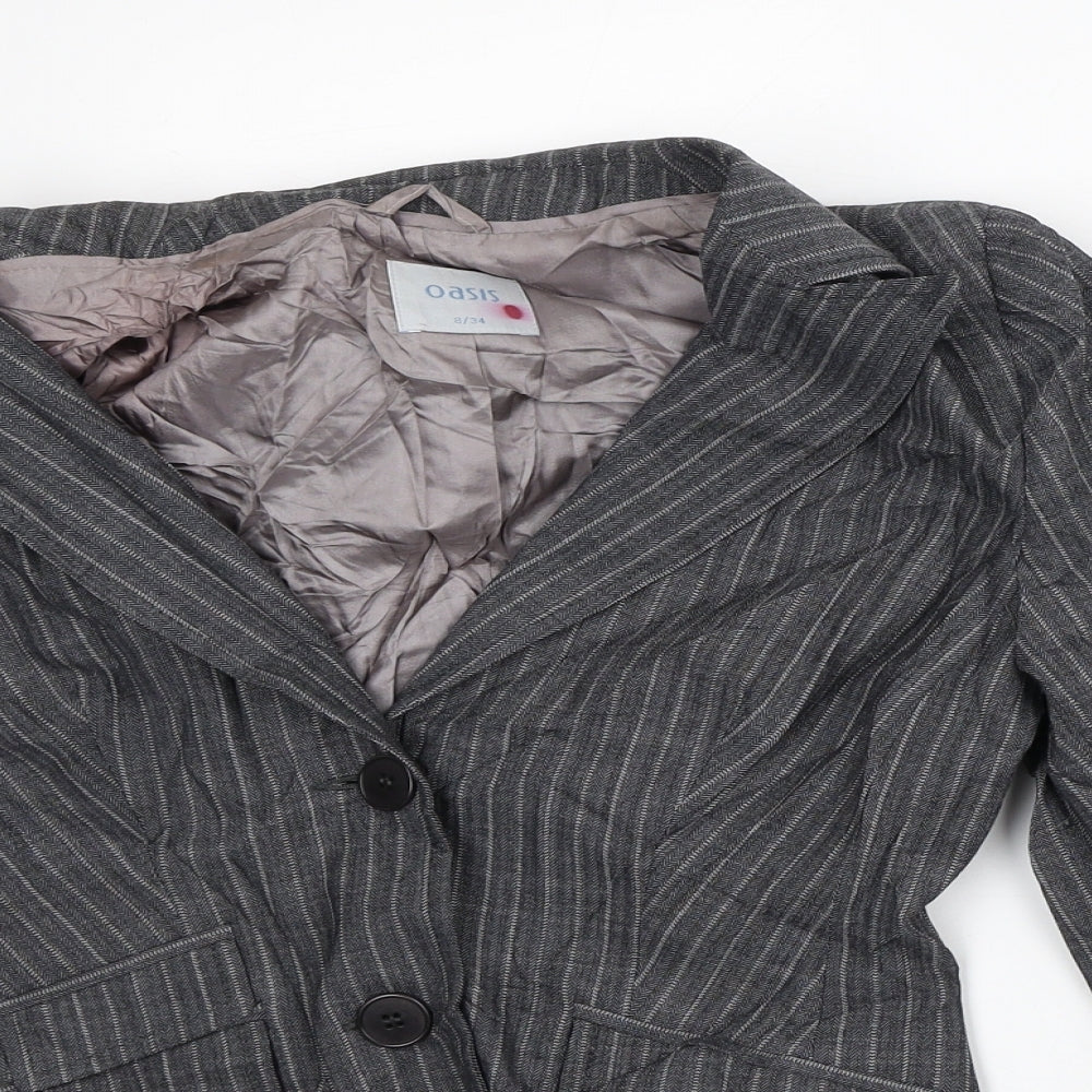 Oasis Womens Grey Striped Jacket Blazer Size 8