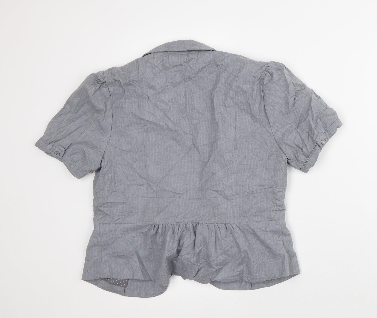 Atmosphere Womens Grey Striped Jacket Blazer Size 14 - Short Sleeves