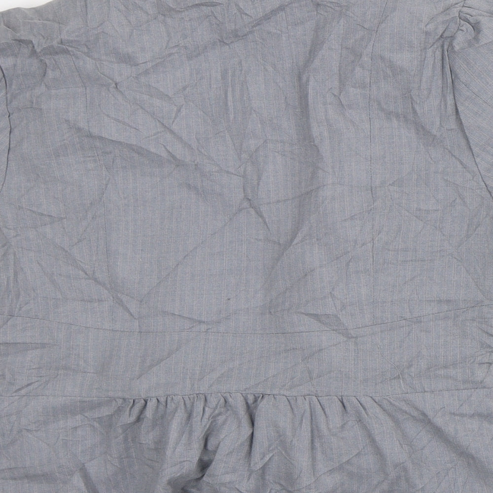 Atmosphere Womens Grey Striped Jacket Blazer Size 14 - Short Sleeves