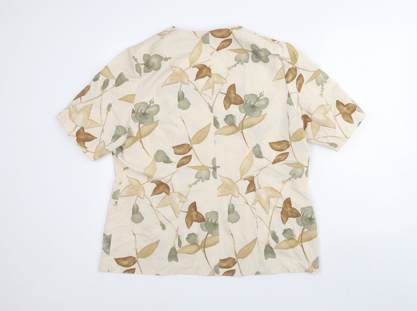 Also Womens Beige Geometric Jacket Blazer Size 22 - Leaf