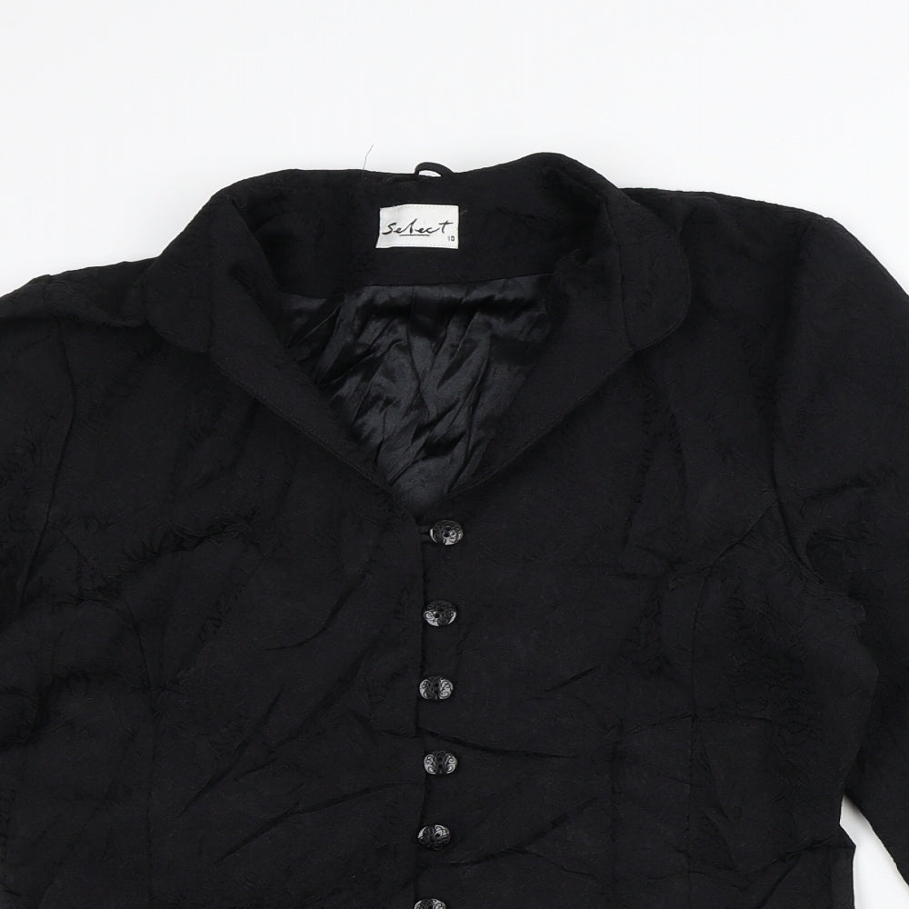 Select Womens Black Floral Jacket Blazer Size 10