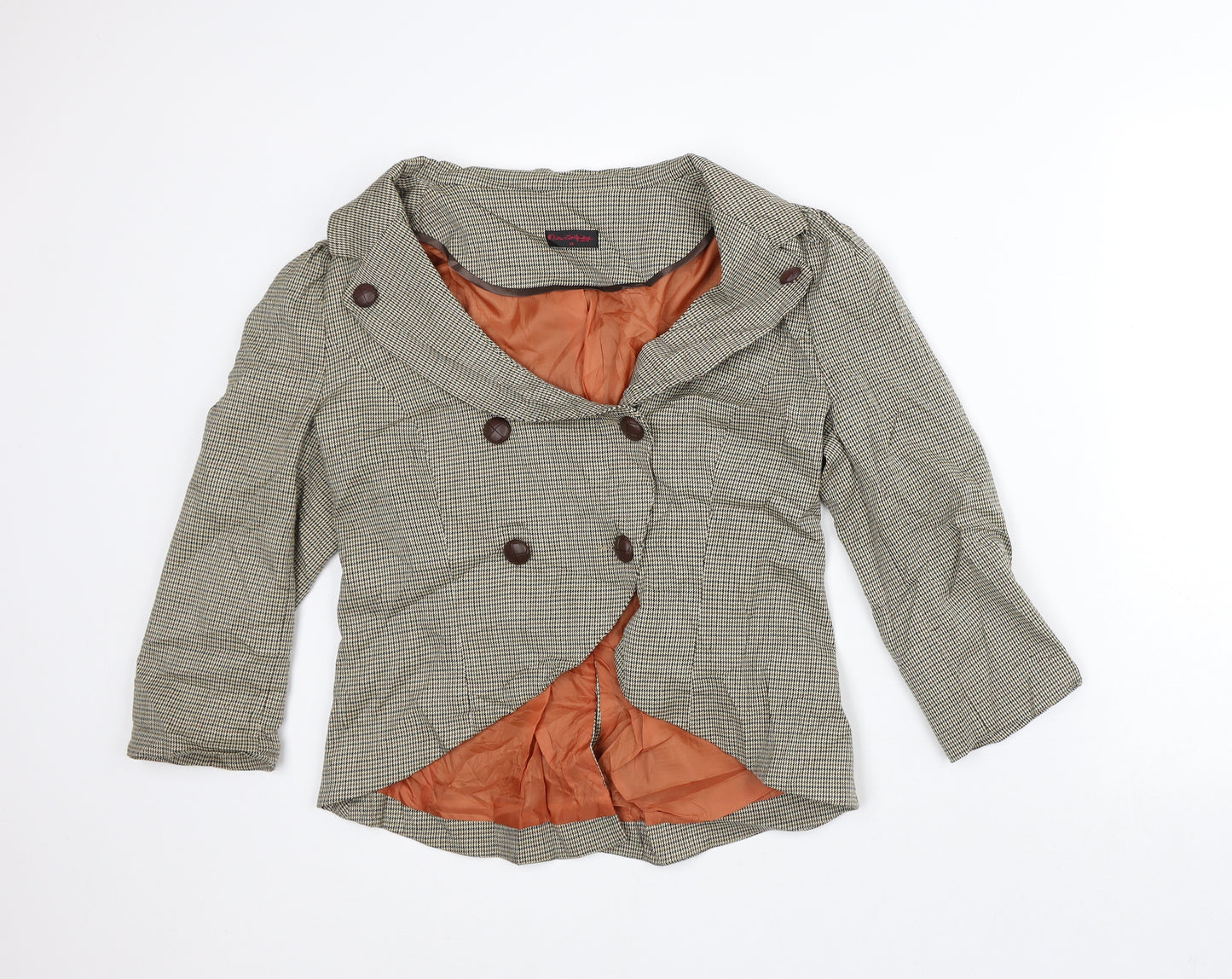 Miss Selfridge Womens Beige Houndstooth Jacket Blazer Size 14
