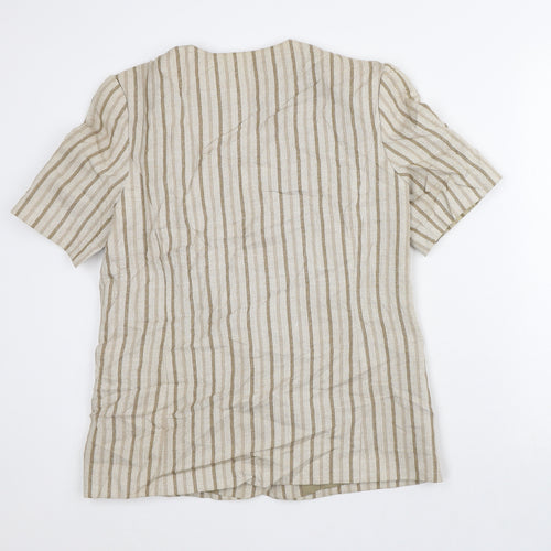 Bonmarché Womens Beige Striped Jacket Blazer Size 12