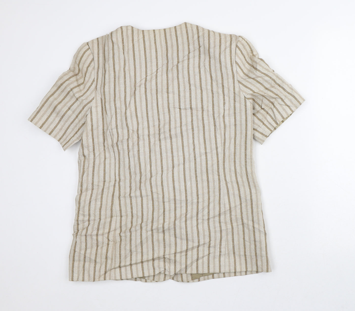 Bonmarché Womens Beige Striped Jacket Blazer Size 12