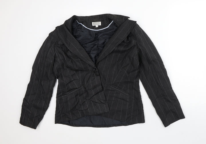 Etam Womens Grey Striped Jacket Blazer Size 14